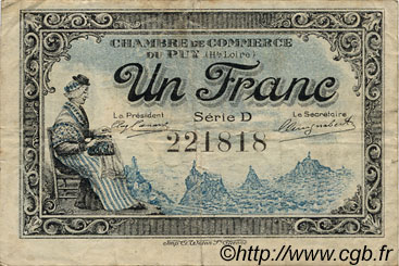 1 Franc FRANCE regionalism and miscellaneous Le Puy 1916 JP.070.09 F