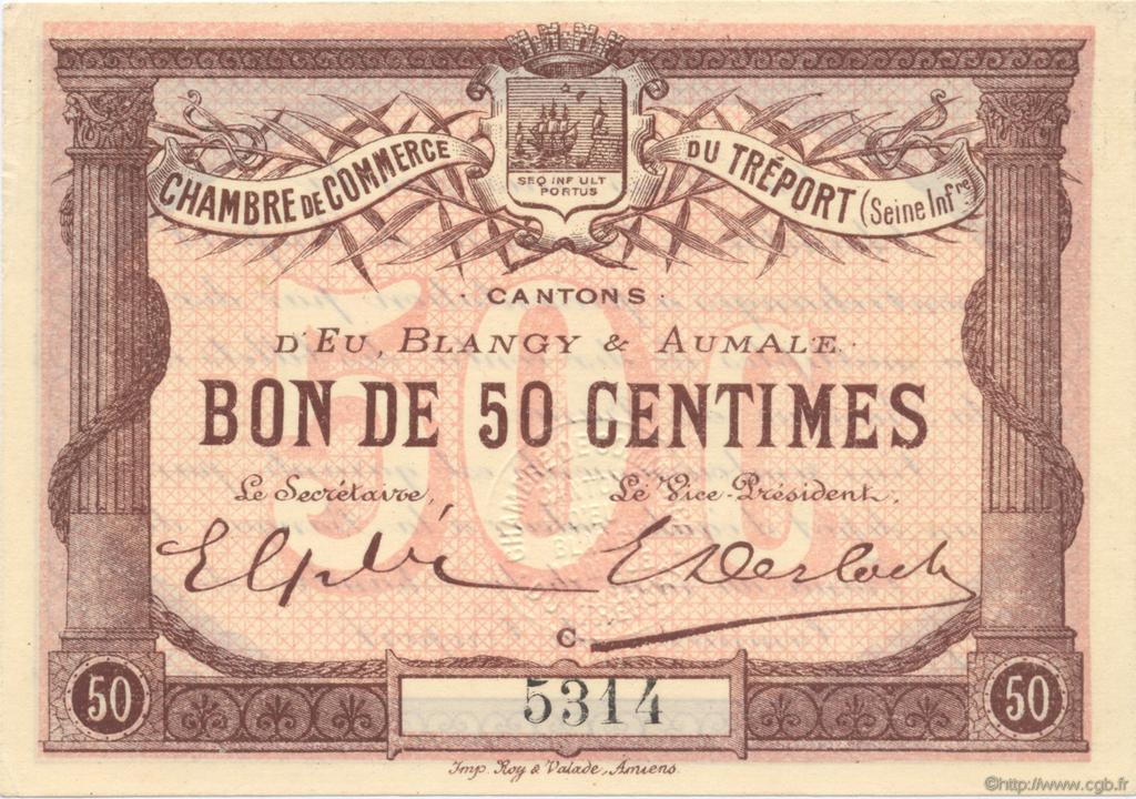 50 Centimes FRANCE regionalismo y varios Le Tréport 1915 JP.071.01 SC a FDC