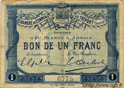 1 Franc FRANCE regionalism and various Le Tréport 1915 JP.071.02 F