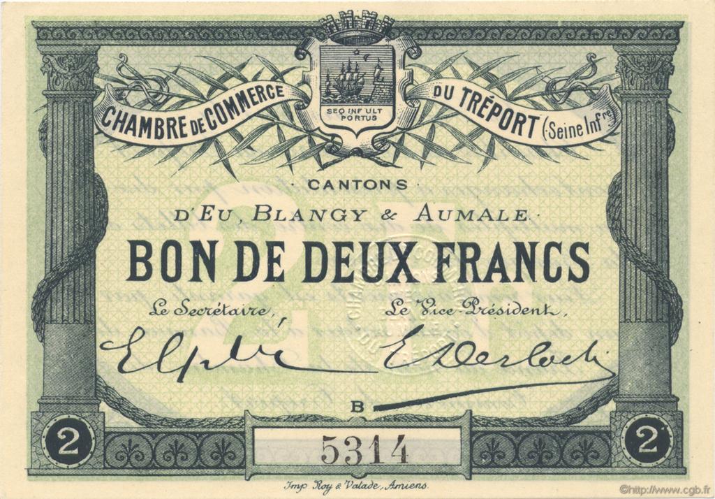 2 Francs FRANCE Regionalismus und verschiedenen Le Tréport 1915 JP.071.03 fST to ST