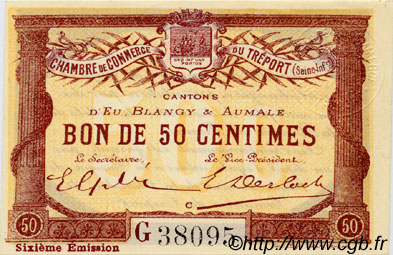 50 Centimes FRANCE regionalism and various Le Tréport 1916 JP.071.24 AU+