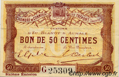 50 Centimes FRANCE Regionalismus und verschiedenen Le Tréport 1916 JP.071.24 SS to VZ