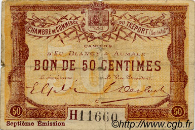 50 Centimes FRANCE regionalism and miscellaneous Le Tréport 1916 JP.071.28 F