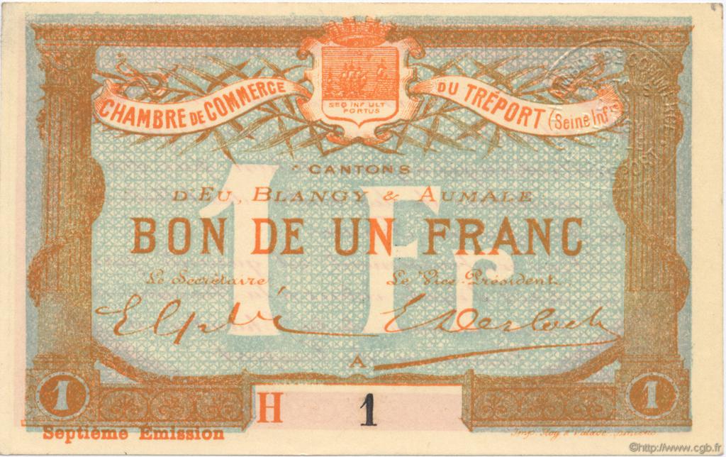1 Franc FRANCE regionalismo e varie Le Tréport 1916 JP.071.29 AU a FDC