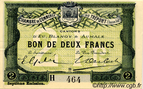 2 Francs FRANCE regionalismo e varie Le Tréport 1916 JP.071.30 BB to SPL