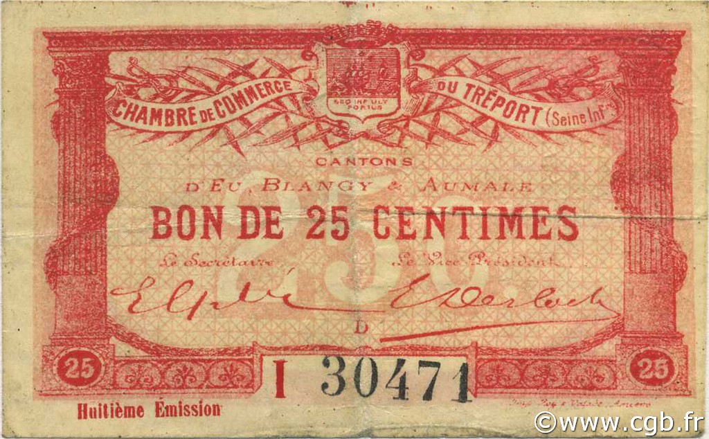25 Centimes FRANCE regionalismo e varie Le Tréport 1916 JP.071.31 MB