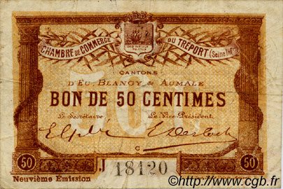 50 Centimes FRANCE regionalismo y varios Le Tréport 1917 JP.071.36 BC