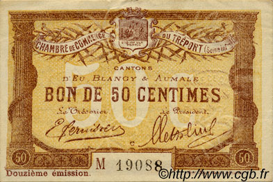 50 Centimes FRANCE regionalismo y varios Le Tréport 1920 JP.071.48 MBC a EBC