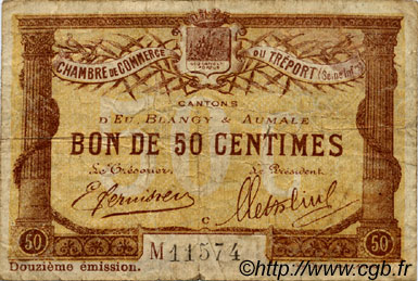 50 Centimes FRANCE regionalismo y varios Le Tréport 1920 JP.071.48 BC