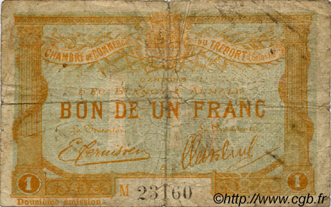 1 Franc FRANCE Regionalismus und verschiedenen Le Tréport 1920 JP.071.50 S