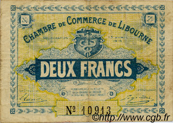 2 Francs FRANCE Regionalismus und verschiedenen Libourne 1915 JP.072.08 S