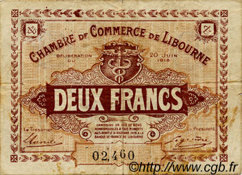 2 Francs FRANCE régionalisme et divers Libourne 1918 JP.072.27 TB