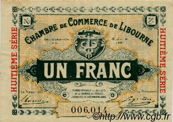 1 Franc FRANCE regionalismo e varie Libourne 1921 JP.072.36 BB to SPL
