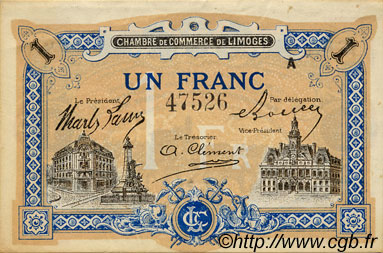 1 Franc FRANCE regionalismo y varios Limoges 1918 JP.073.22 MBC a EBC
