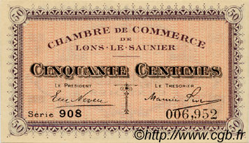50 Centimes FRANCE regionalismo y varios Lons-Le-Saunier 1918 JP.074.01 SC a FDC