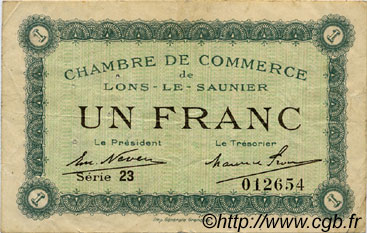 1 Franc FRANCE régionalisme et divers Lons-Le-Saunier 1918 JP.074.18 TB