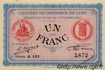 1 Franc FRANCE Regionalismus und verschiedenen Lure 1915 JP.076.06 SS to VZ