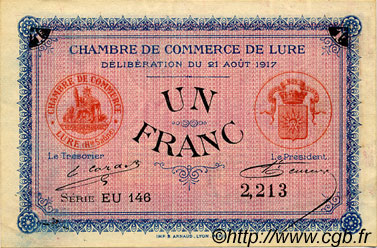 1 Franc FRANCE regionalismo e varie Lure 1917 JP.076.22 BB to SPL