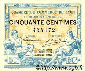 50 Centimes FRANCE regionalism and various Lyon 1915 JP.077.03 AU+