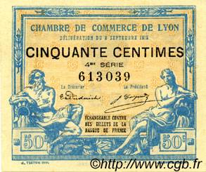 50 Centimes FRANCE Regionalismus und verschiedenen Lyon 1915 JP.077.05 fST to ST