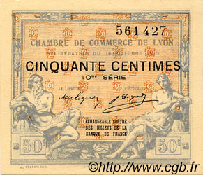 50 Centimes FRANCE regionalismo y varios Lyon 1919 JP.077.18 MBC a EBC