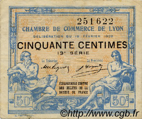 50 Centimes FRANCE régionalisme et divers Lyon 1920 JP.077.20 TB