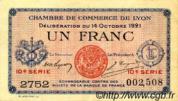 1 Franc FRANCE regionalism and miscellaneous Lyon 1921 JP.077.25 VF - XF