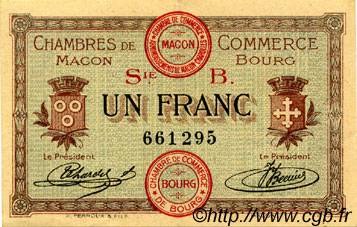 1 Franc FRANCE Regionalismus und verschiedenen Macon, Bourg 1915 JP.078.06 SS to VZ