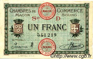 1 Franc FRANCE Regionalismus und verschiedenen Macon, Bourg 1917 JP.078.10 SS to VZ