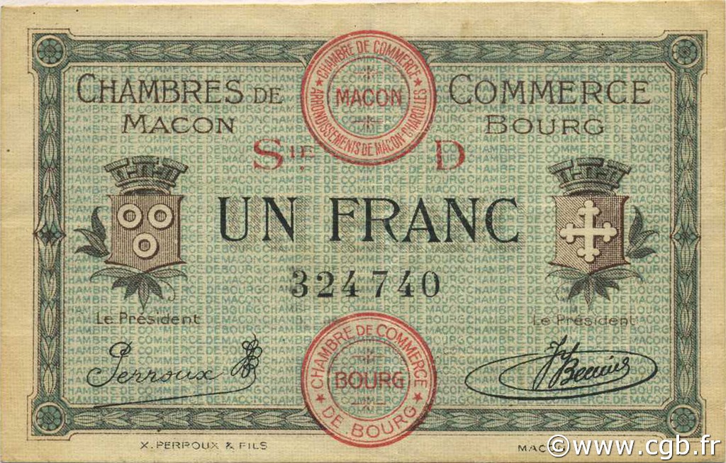 1 Franc FRANCE régionalisme et divers Macon, Bourg 1917 JP.078.10 TB