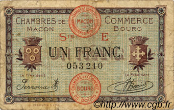 1 Franc FRANCE régionalisme et divers Macon, Bourg 1920 JP.078.12 TB
