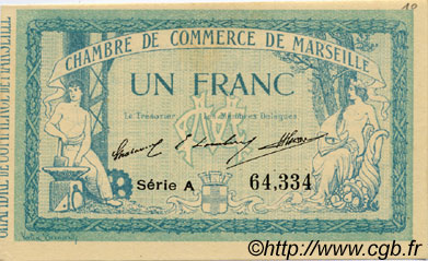 1 Franc FRANCE Regionalismus und verschiedenen Marseille 1914 JP.079.11 fST to ST