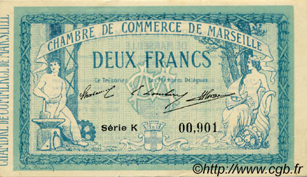 2 Francs FRANCE regionalism and various Marseille 1914 JP.079.18 AU+
