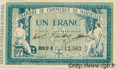 1 Franc FRANCE Regionalismus und verschiedenen Marseille 1914 JP.079.41 SS to VZ