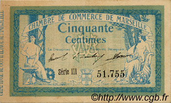 50 Centimes FRANCE regionalismo y varios Marseille 1915 JP.079.45 SC a FDC