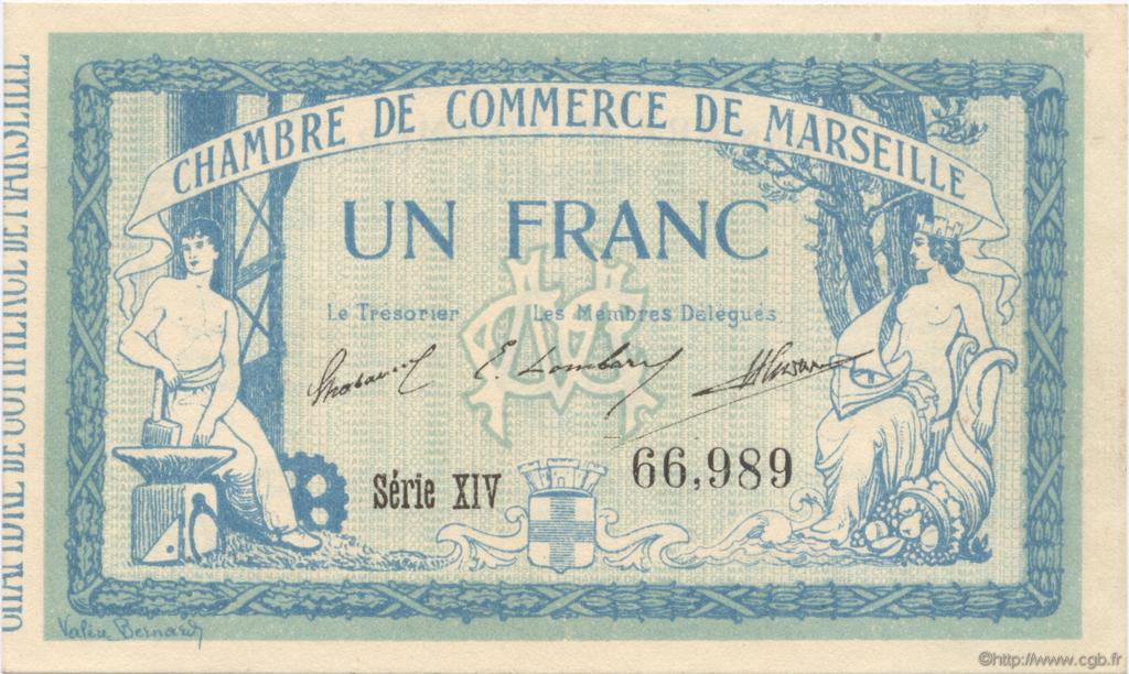 1 Franc FRANCE Regionalismus und verschiedenen Marseille 1915 JP.079.49 fST to ST