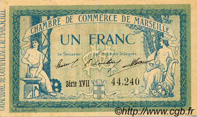 1 Franc FRANCE Regionalismus und verschiedenen Marseille 1915 JP.079.49 SS to VZ