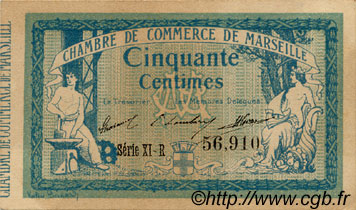 50 Centimes FRANCE regionalismo y varios Marseille 1915 JP.079.56 SC a FDC