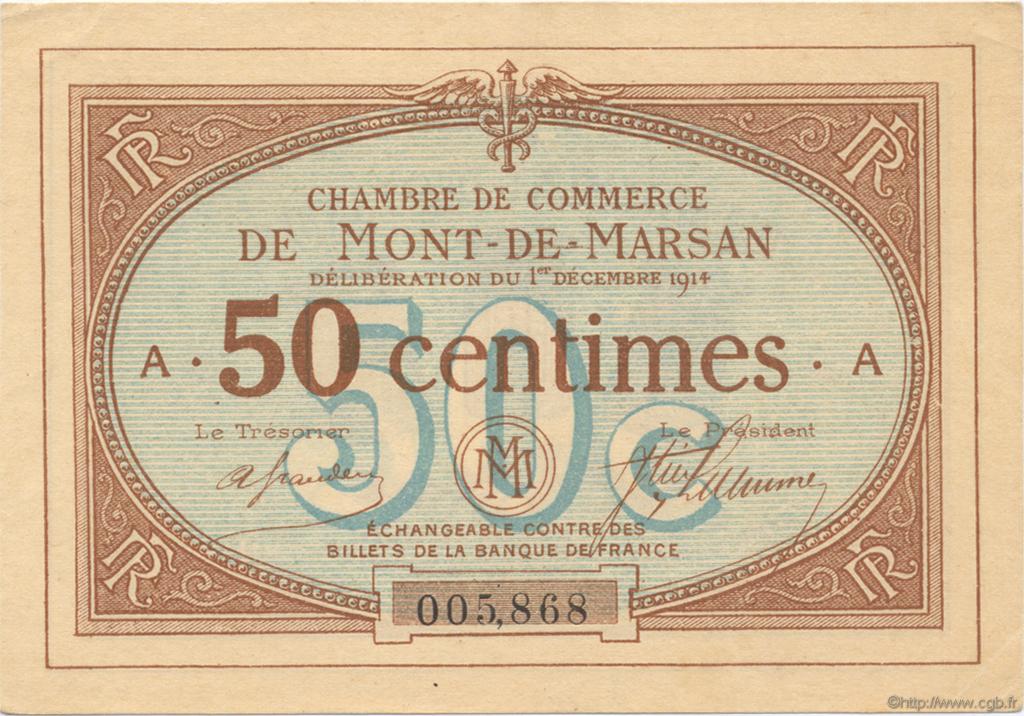 50 Centimes FRANCE regionalism and miscellaneous Mont-De-Marsan 1914 JP.082.01 AU+