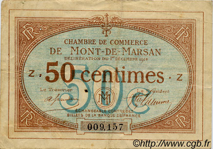 50 Centimes FRANCE régionalisme et divers Mont-De-Marsan 1914 JP.082.01 TB