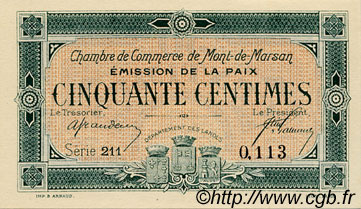 50 Centimes FRANCE regionalism and miscellaneous Mont-De-Marsan 1918 JP.082.30 AU+