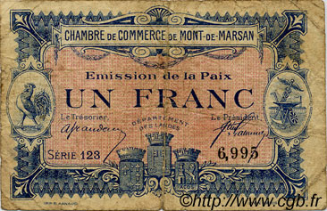 1 Franc  FRANCE régionalisme et divers Mont-De-Marsan 1922 JP.082.32 TB