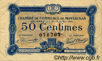 50 Centimes FRANCE régionalisme et divers Montauban 1921 JP.083.17 TB