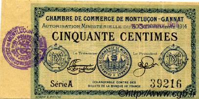 50 Centimes FRANCE Regionalismus und verschiedenen Montluçon, Gannat 1914 JP.084.10 SS to VZ