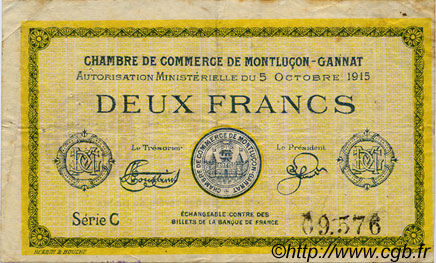 2 Francs FRANCE régionalisme et divers Montluçon, Gannat 1915 JP.084.18 TB