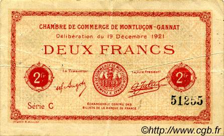 2 Francs FRANCE regionalism and various Montluçon, Gannat 1921 JP.084.65 VF - XF