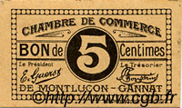 5 Centimes FRANCE regionalism and various Montluçon, Gannat 1918 JP.084.72 VF - XF