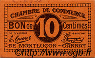 10 Centimes FRANCE Regionalismus und verschiedenen Montluçon, Gannat 1918 JP.084.73 SS to VZ
