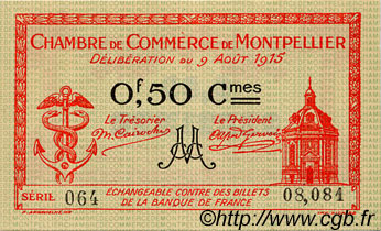 50 Centimes FRANCE régionalisme et divers Montpellier 1915 JP.085.06 SPL à NEUF
