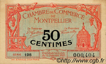 50 Centimes FRANCE Regionalismus und verschiedenen Montpellier 1919 JP.085.20 SS to VZ